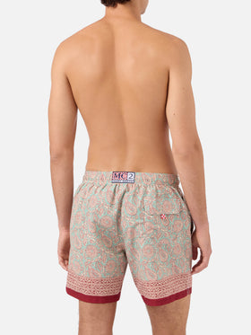 Costume mare Gustavia verde acqua con stampa paisley a contrasto