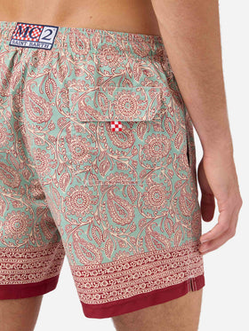 Costume mare Gustavia verde acqua con stampa paisley a contrasto