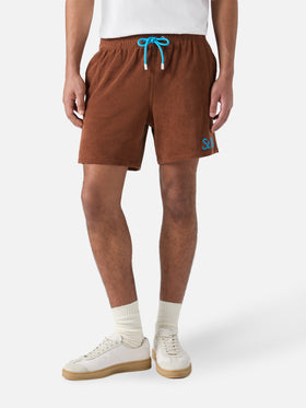 Gustavia terry swim shorts in brown