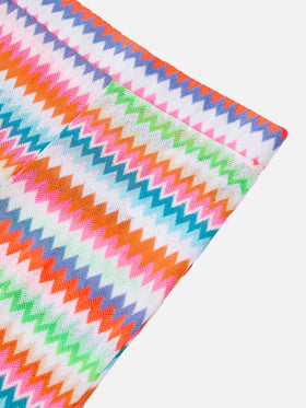 Pantaloni flare Gwenda Jr in tessuto raschel con motivo chevron