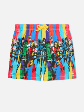 Costume da bagno medio da bambino Haiti con stampa piazzata dei supereroi Marvel | EDIZIONE SPECIALE MARVEL
