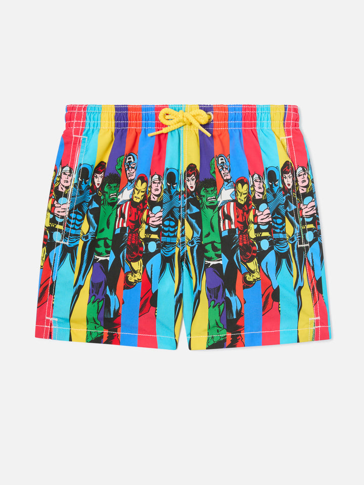 Jungen-Badeshorts in mittlerer Länge Haiti mit platziertem Marvel-Superhelden-Print | MARVEL SPECIAL EDITION 