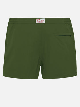 Harrys military green fitted cut swim shorts