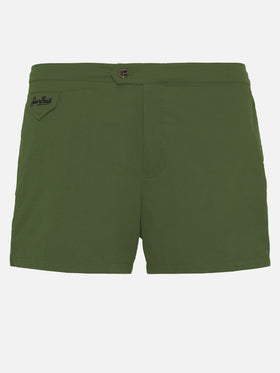 Harrys military green fitted cut swim shorts