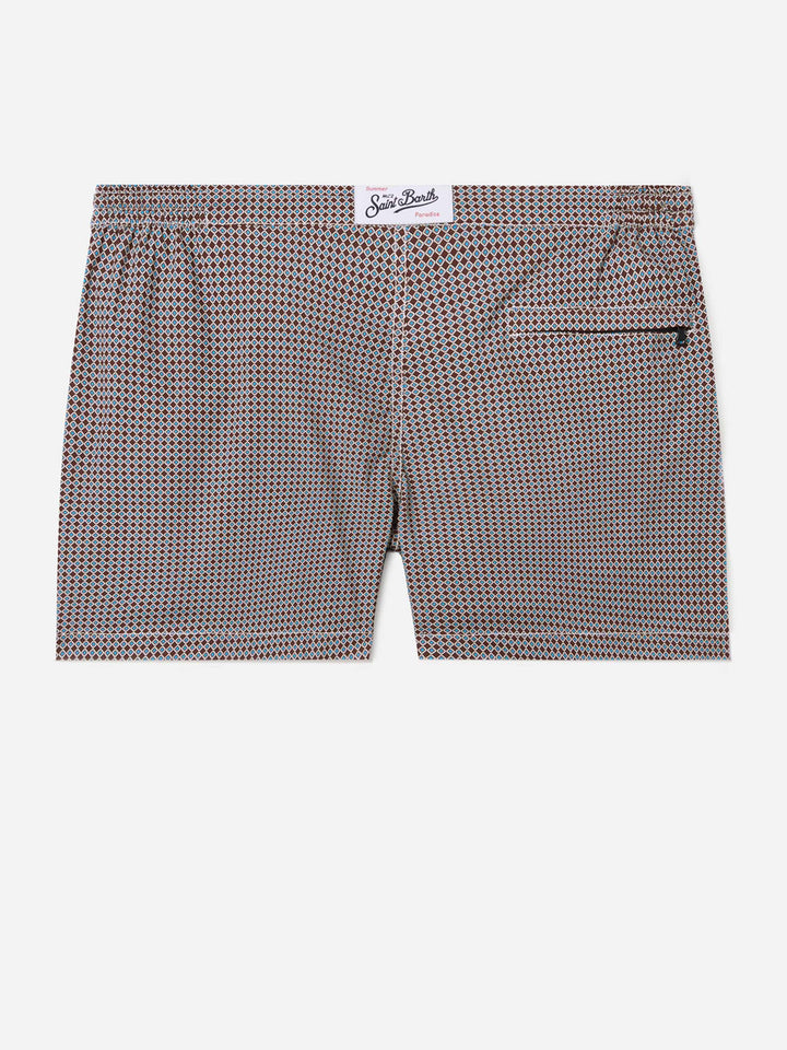Costume mare Harrys marrone con stampa geometrica
