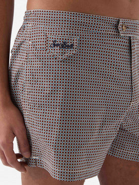 Harrys swim shorts with geometric print in brown