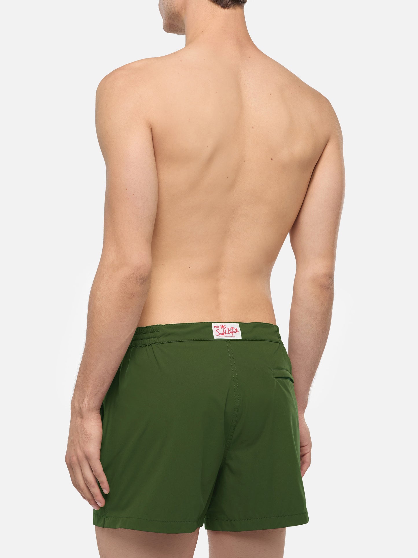 Harrys military green fitted cut swim shorts
