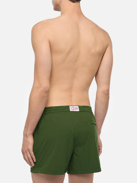 Harrys military green fitted cut swim shorts