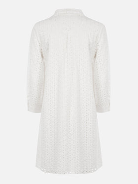 Weißes Sangallo-Hemd-Minikleid für Damen