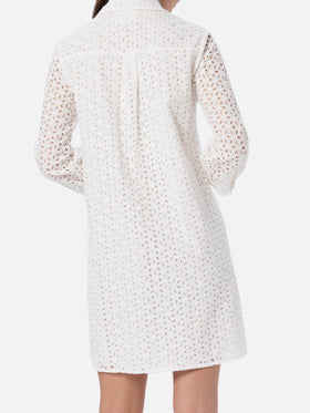 Weißes Sangallo-Hemd-Minikleid für Damen