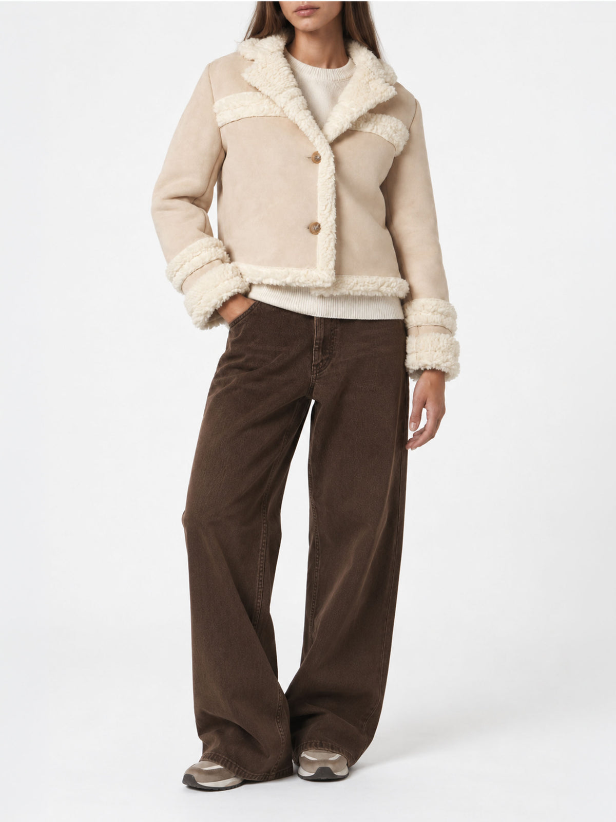 Hella beige shearling-effect jacket