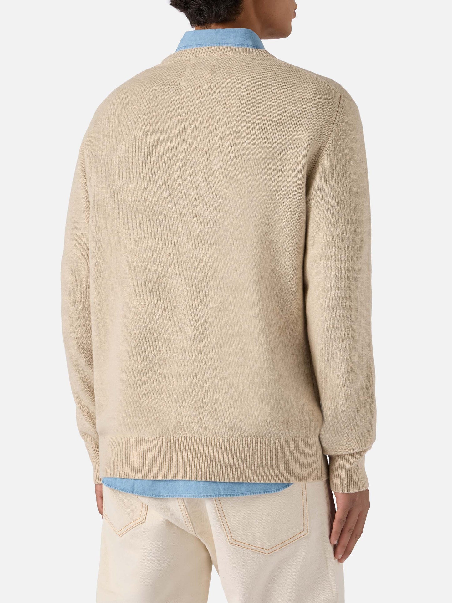 Beige sweater Heron with Vacanze di Natale jacquard | VACANZE DI NATALE SPECIAL EDITION
