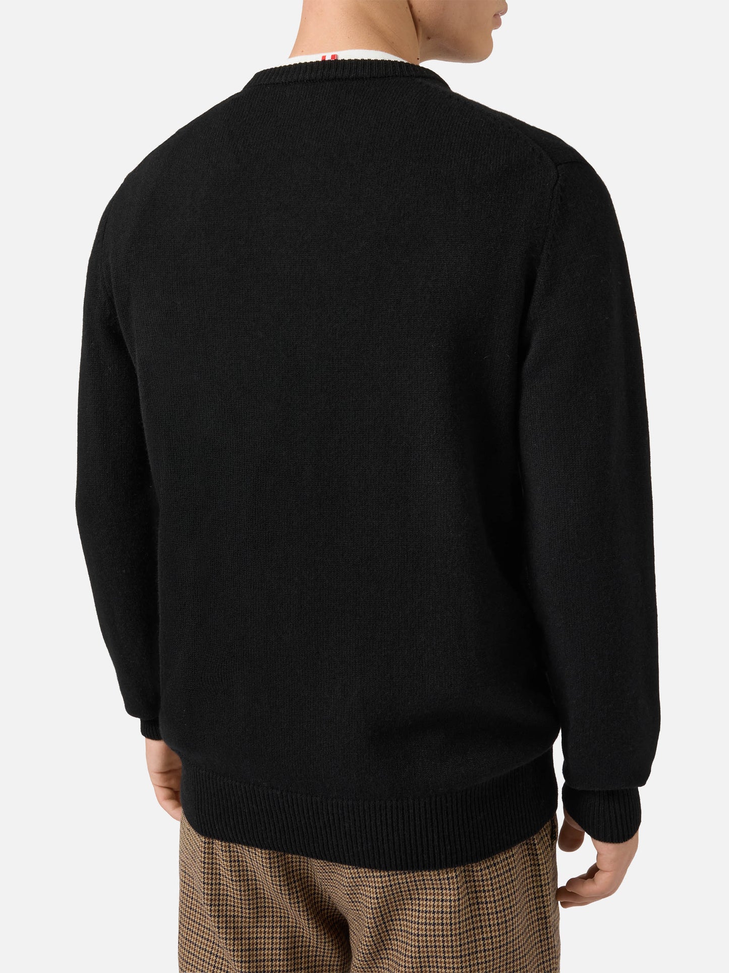 Schwarzer Heron-Pullover mit Après-Ski-Liebesstickerei