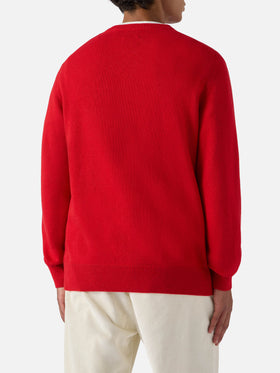 Heron red sweater with Uncle Scrooge Merry Christmas jacquard | DISNEY SPECIAL EDITION