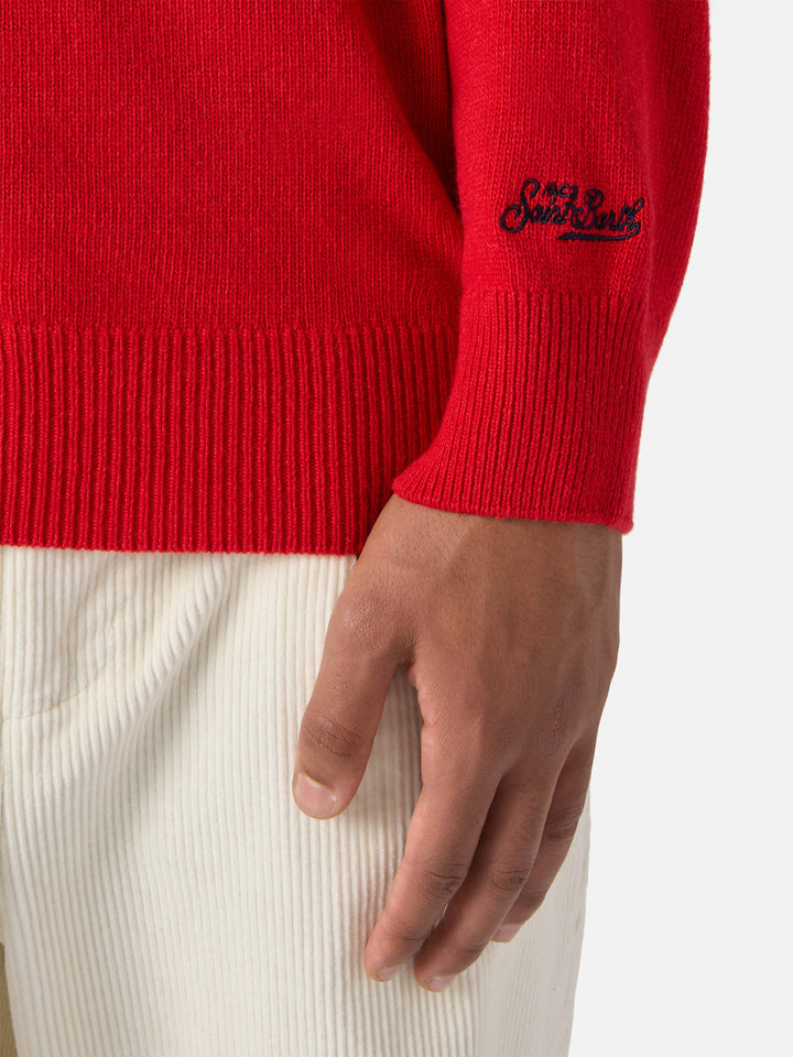 Heron red sweater with Uncle Scrooge Merry Christmas jacquard | DISNEY SPECIAL EDITION