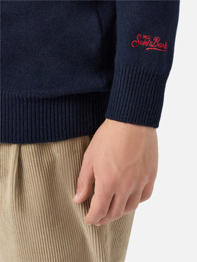 Blue sweater Heron with Sbagliato embroidery