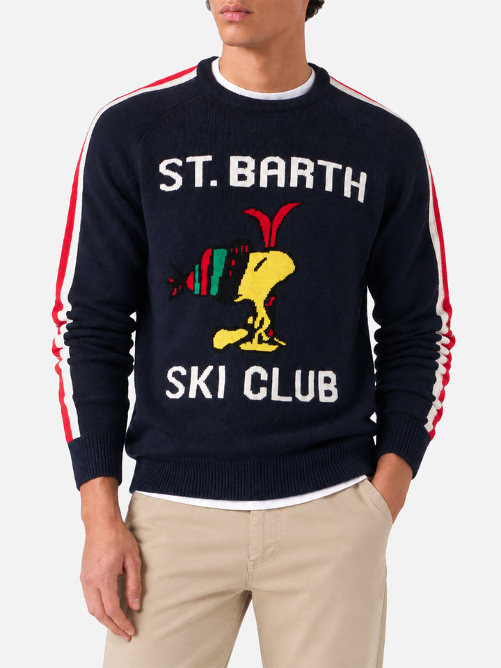 Navy blue Heron sweater with Woodstock jacquard | Special edition