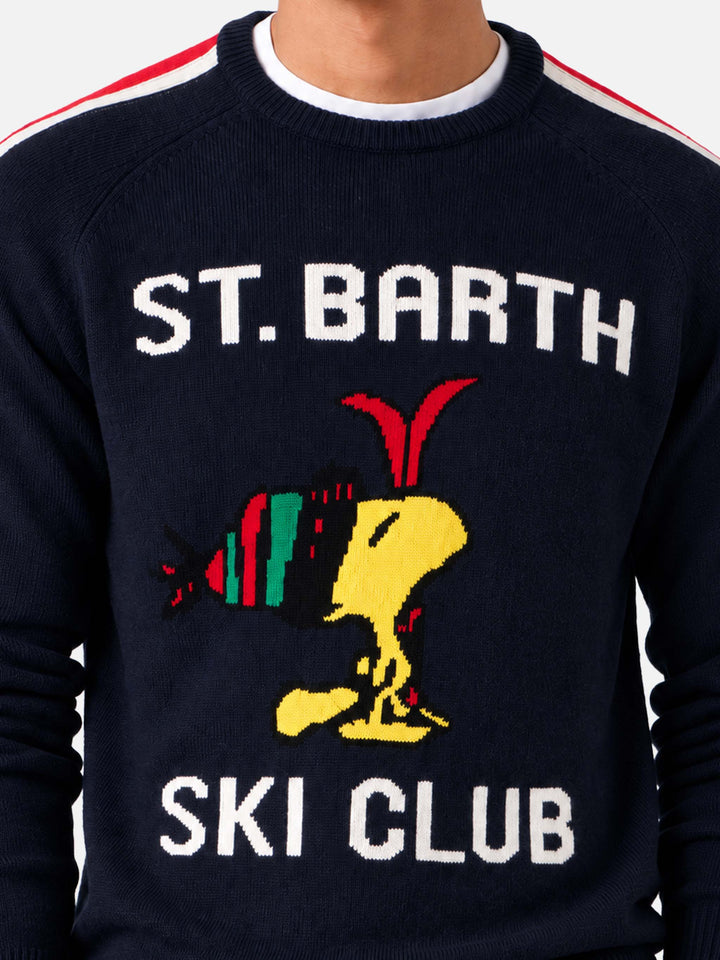 Navy blue Heron sweater with Woodstock jacquard | Special edition