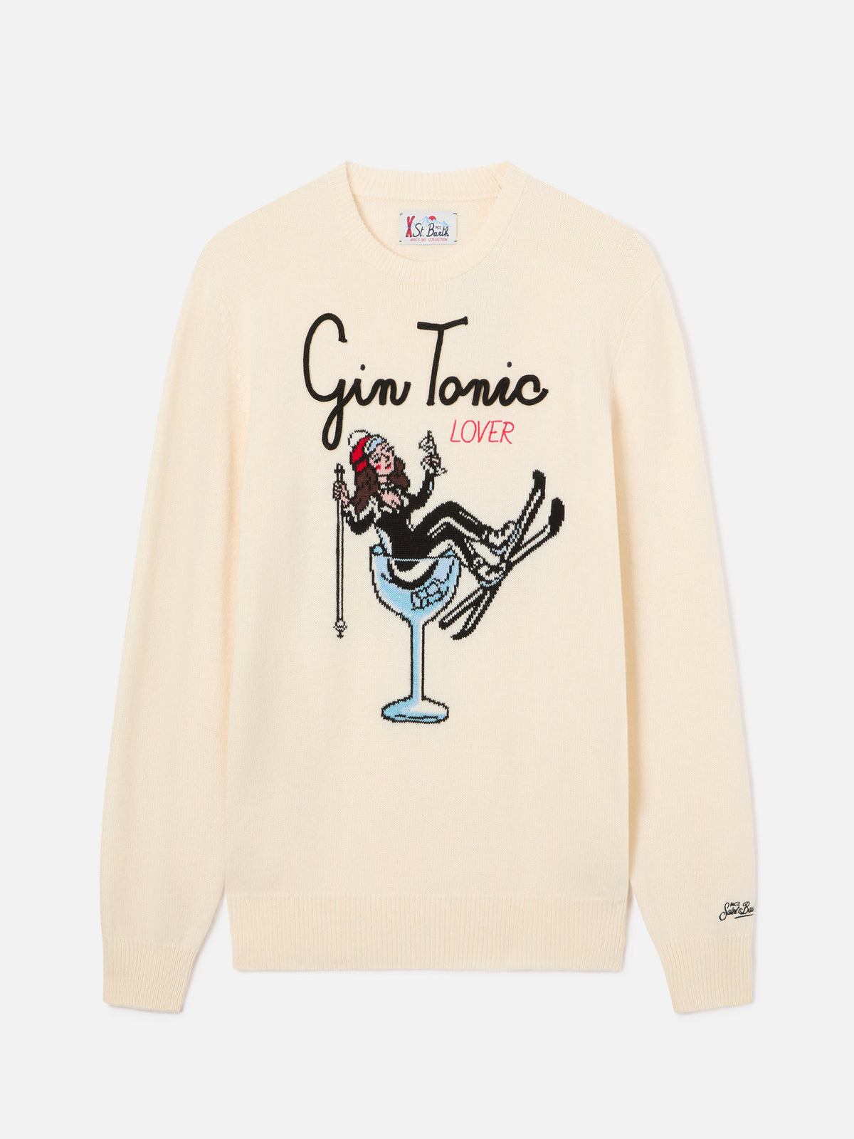 Off-white Heron Rundhalspullover aus Strick mit Gin Tonic-Intarsie und Stickerei 
