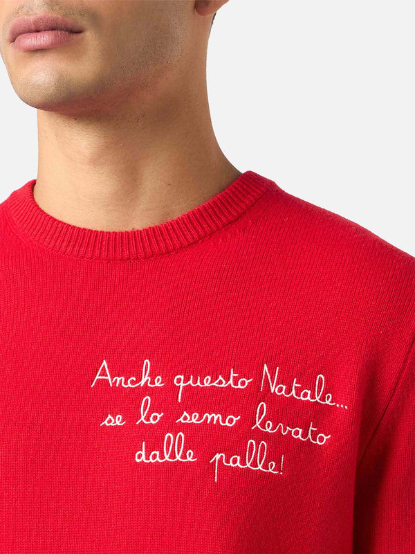 Man red sweater Heron with Anche questo Natale... embroidery | VACANZE DI NATALE SPECIAL EDITION