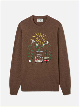Pull ras-du-cou Brown Heron avec broderie St. Moritz 