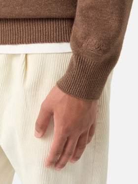 Brown Heron crewneck knit with St. Moritz embroidery