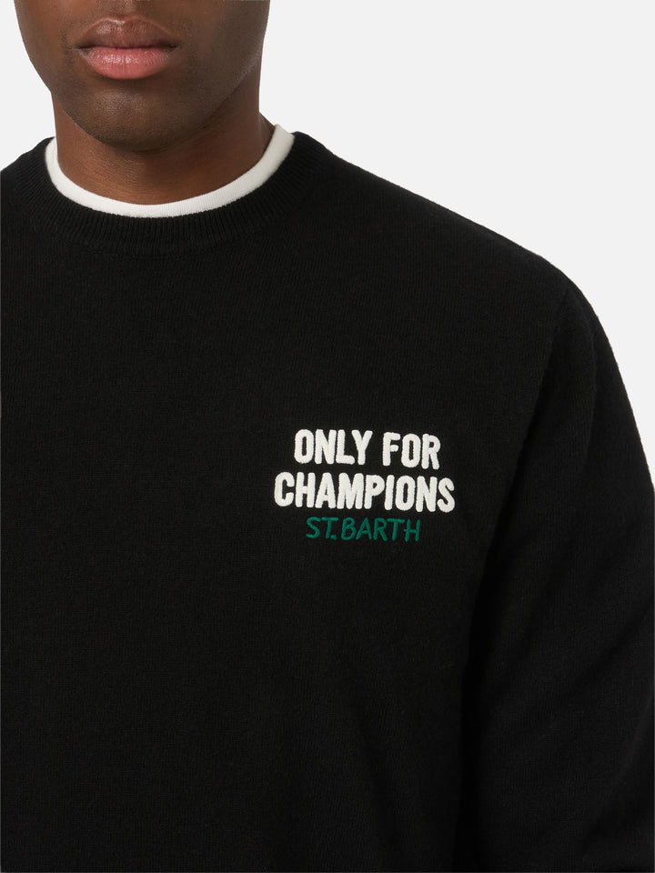 Jersey de punto con cuello redondo Black Heron con intarsia y bordado Only For Champions en la espalda 