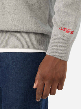 Grey Heron crewneck knit with Nord Sud Ovest Est intarsia | Special edition