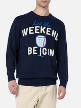 Blauer Pullover für Herren von Heron mit Weekend-Begin-Jacquard