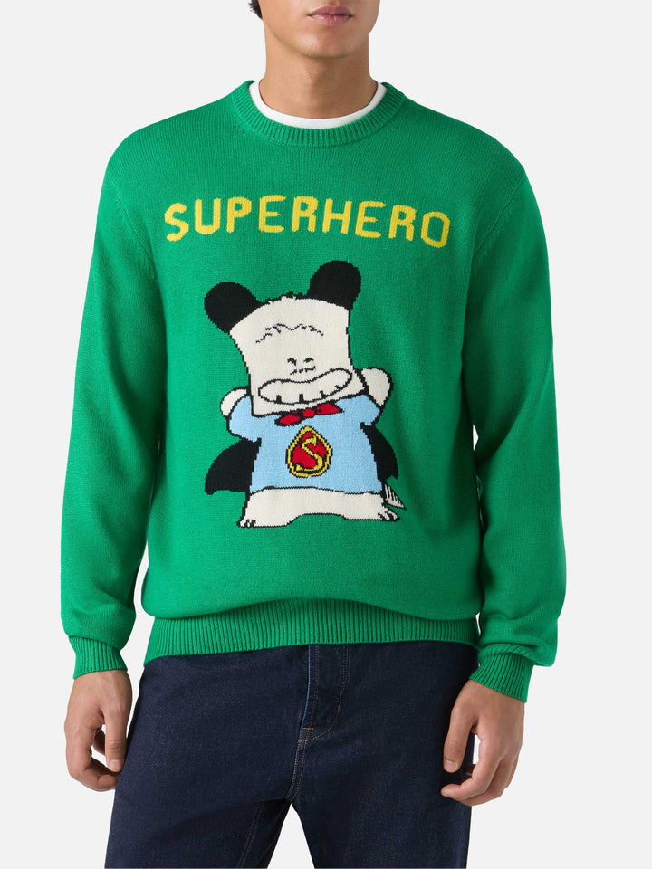 Grüner Heron-Pullover mit Hello Spank Jacquardmuster | HELLO SPANK SONDEREDITION