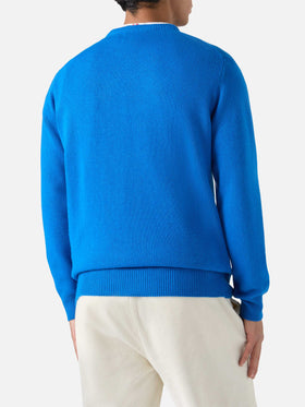 Green crewneck Heron with Single jacquard