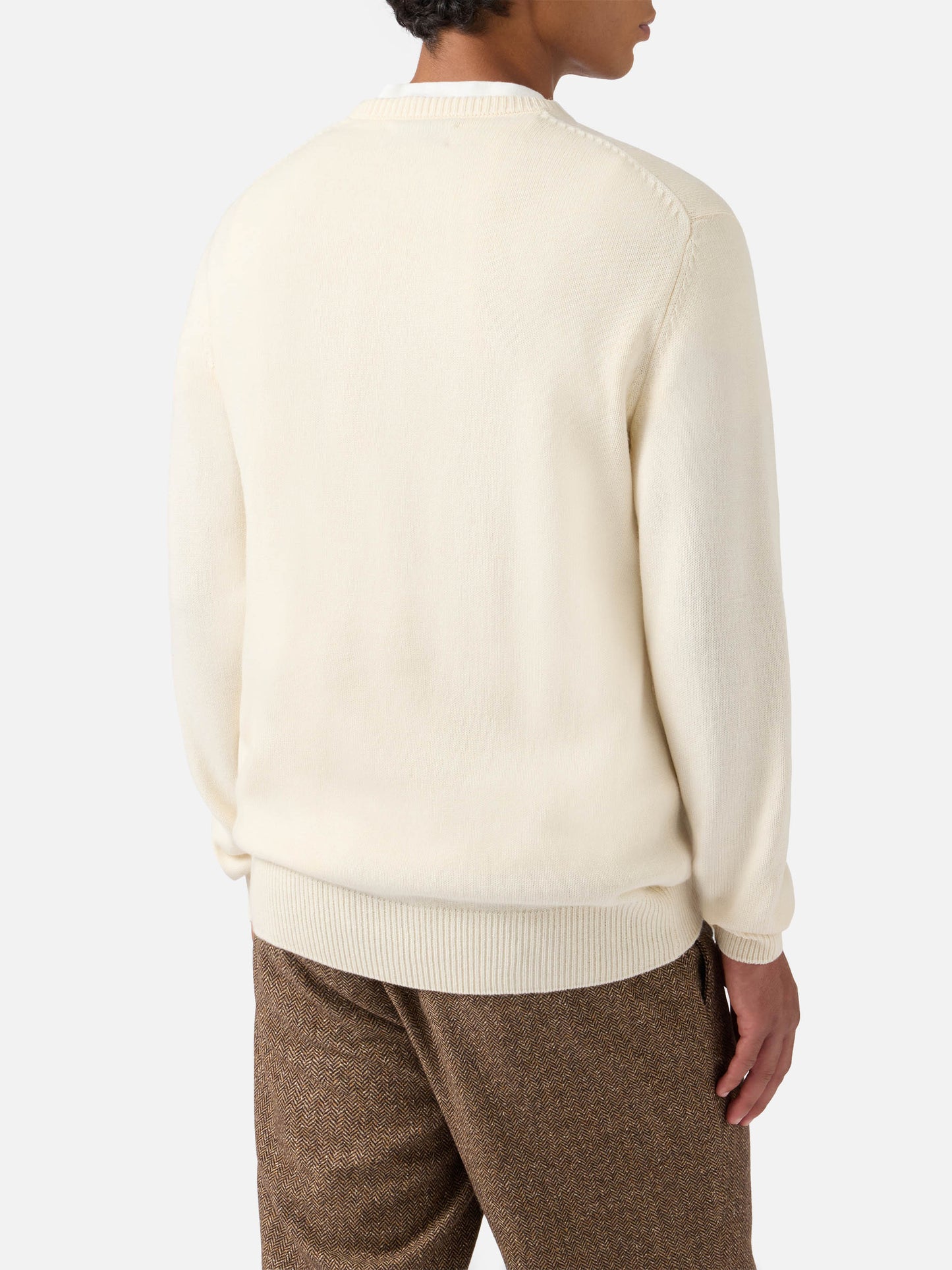 Maglione Heron bianco con jacquard St. Moritz Polo