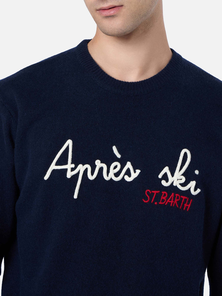 Blauer Herrenpullover Heron mit St. Barth Après-Ski-Stickerei