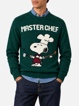 Maglione Heron verde scuro con jacquard Snoopy Master Chef | Special Edition