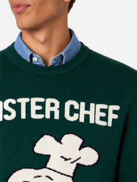 Maglione Heron verde scuro con jacquard Snoopy Master Chef | Special Edition