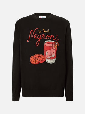 Black sweater Heron with St. Barth Negroni embroidery