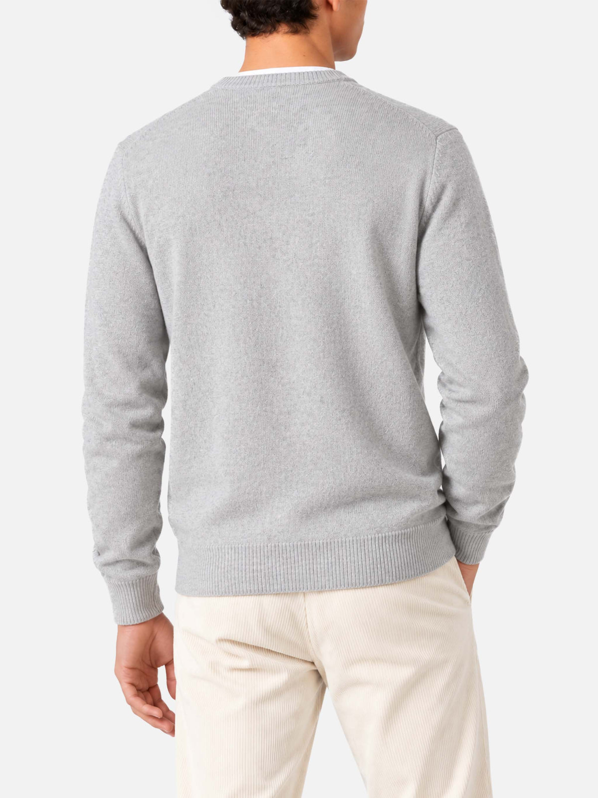 Maglione Heron grigio chiaro melange con jacquard bicchiere St. Barth Spritz