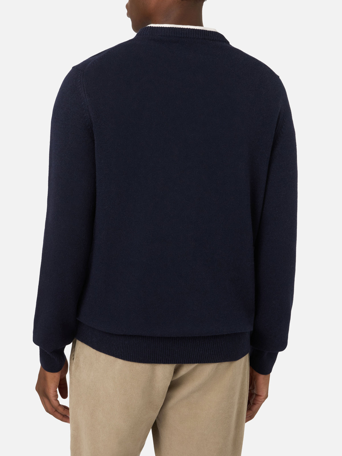 Girocollo blu navy Heron con intarsio Courchevel Habitué