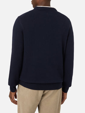 Girocollo blu navy Heron con intarsio Courchevel Habitué