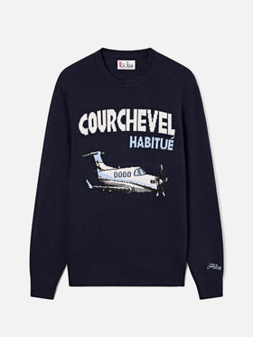 Girocollo blu navy Heron con intarsio Courchevel Habitué