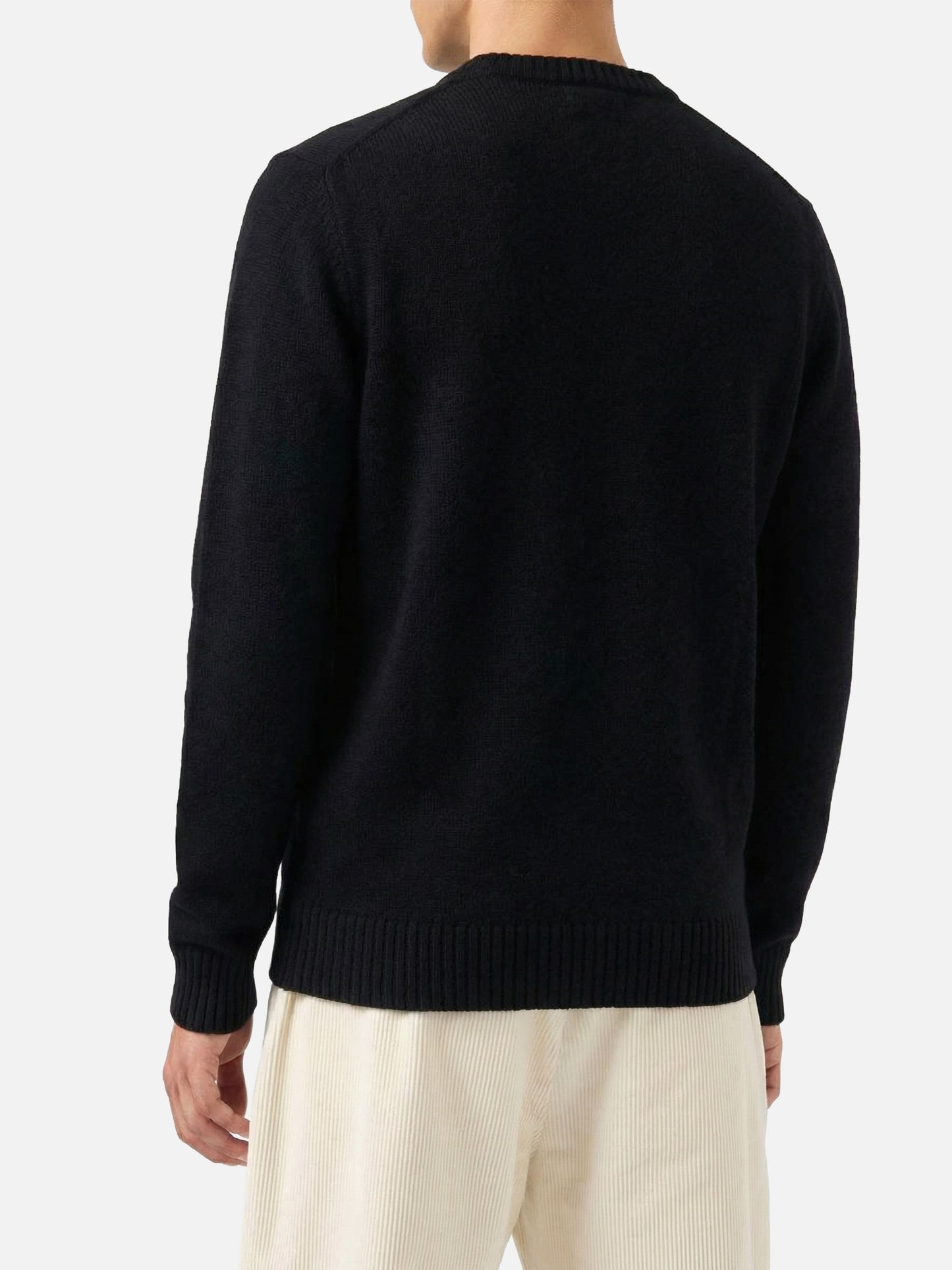 Black crewneck Heron with Odio tutti jacquard