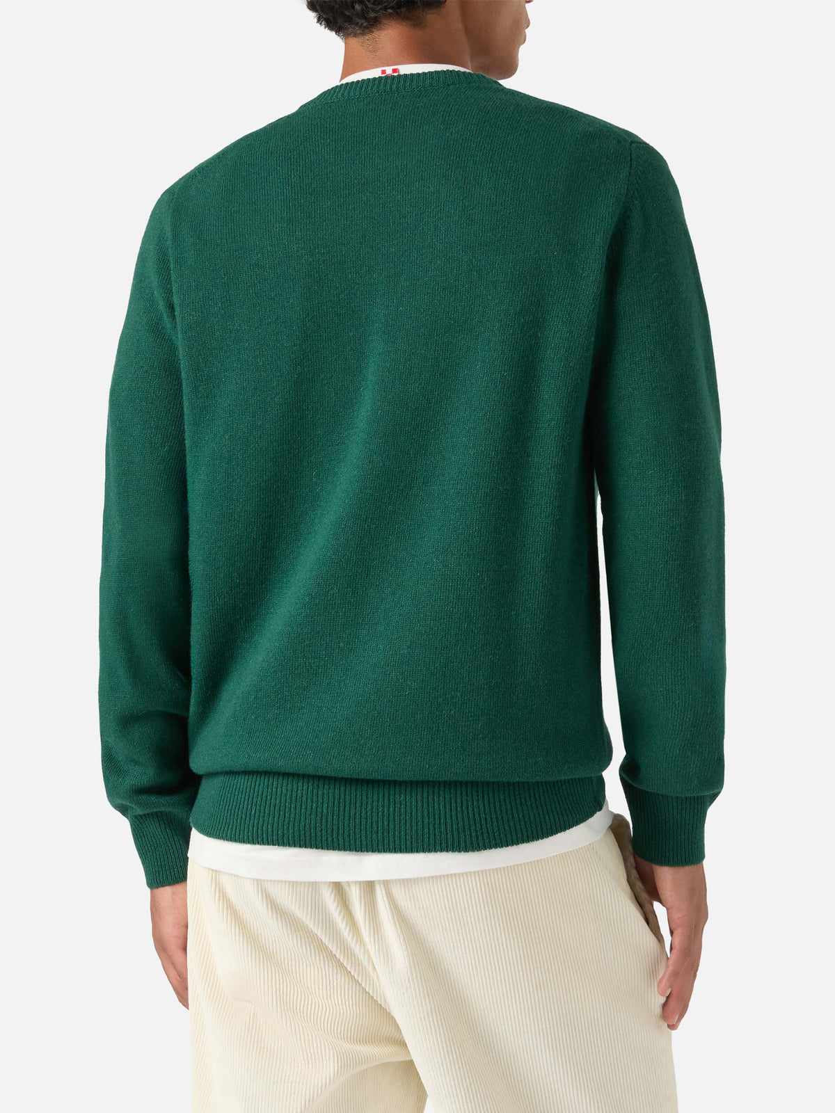 Maglia girocollo Heron verde con intarsio Chiedi A Chat