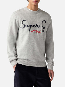 Hellgrauer Pullover Heron mit Super G-Stickerei | SUPER G SPECIAL EDITION