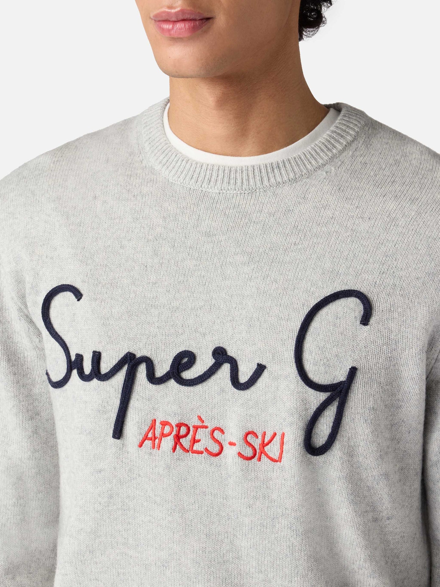 Hellgrauer Pullover Heron mit Super G-Stickerei | SUPER G SPECIAL EDITION
