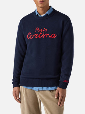 Blended cashmere sweater Heron with Posta Cortina embroidery