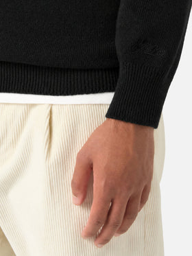 Pull col rond noir Heron avec broderie Super G | SUPER G SPECIAL EDITION 