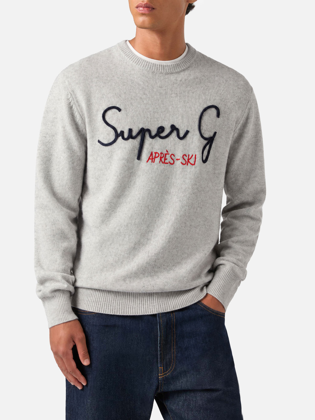 Sudadera gris con cuello redondo Heron con bordado Super G | SUPER G SPECIAL EDITION 