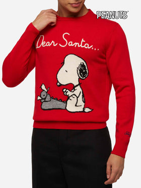 Roter Pullover Heron mit Snoopy Jacquard und Stickerei | SNOOPY PEANUTS® SPECIAL EDITION