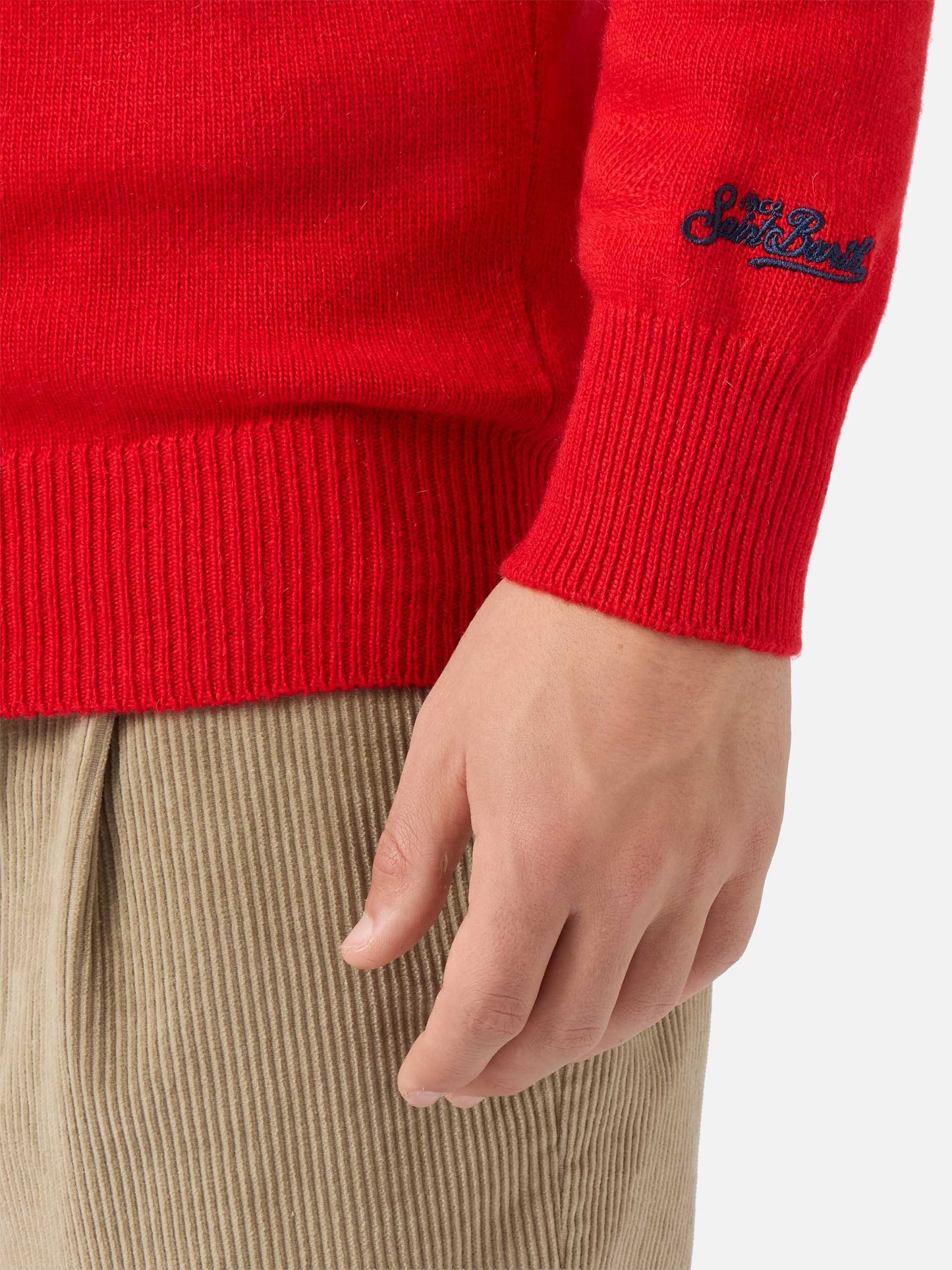 Heron-Pullover in Rot mit A Natale puoi... Jacquardmuster