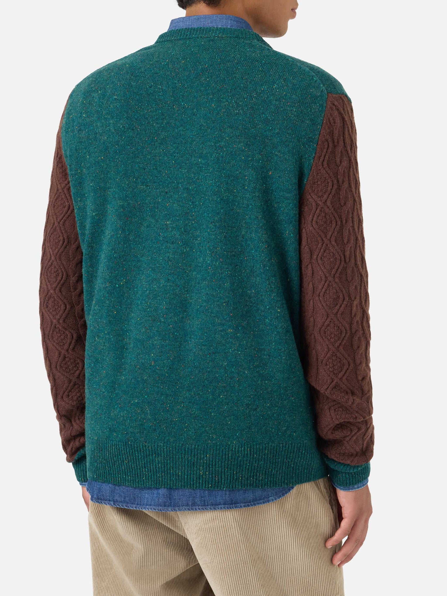 Donegal-Crewneck-Pullover Heron mit Polo-Jacquard 